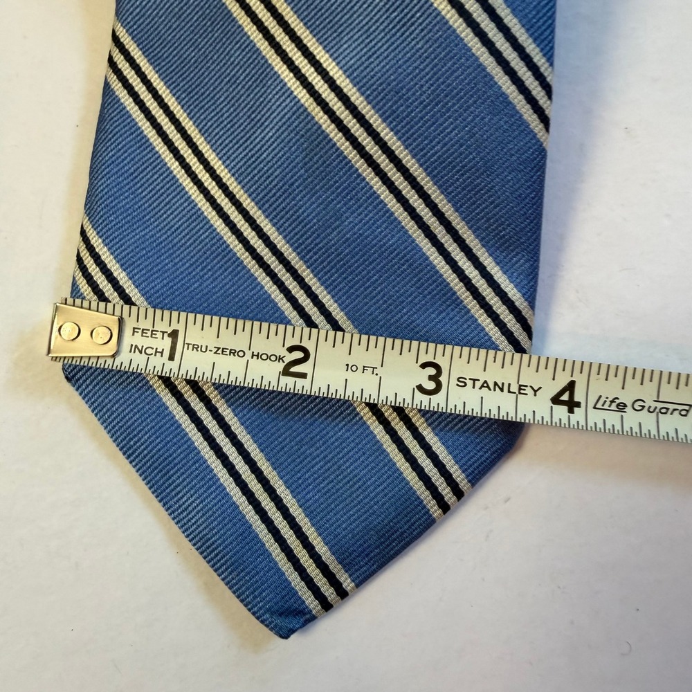 Brooks Brothers Silk Necktie Blue White Black Stripes Preppy Business Formal - Picture 5 of 7